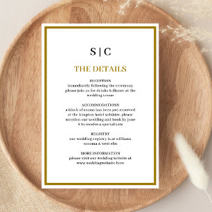 Formell Klassisch Schwarz Gold Monogramm Hochzeit Begleitkarte