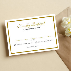 Formell Klassisch Schwarz Gold Monogramm Hochzeit RSVP Karte