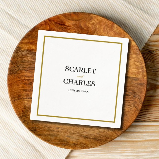 Formell Klassisch Schwarz Gold Monogramm Hochzeit Serviette (Formal black and gold monogram napkins add a refined, elegant touch to wedding tables.)