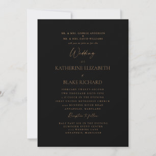 Formell Schwarz Gold Text Beide Eltern Hochzeit Einladung