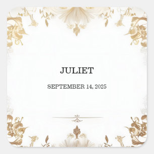 Formelle einfache klassische leere Hochzeitdusche Quadratischer Aufkleber