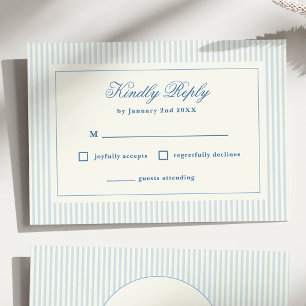 Formelle, elegante französische blaue Streifen RSV RSVP Karte