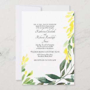 Formelle & elegante Hochzeit Gelbe Wildblumen Einladung
