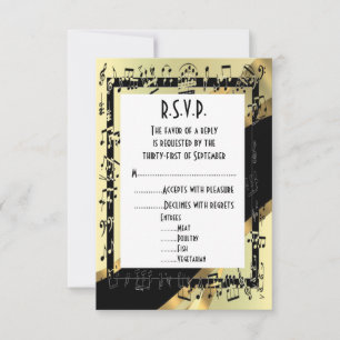 formelle Hochzeit in Schwarz und Gold R.S.V.P RSVP Karte