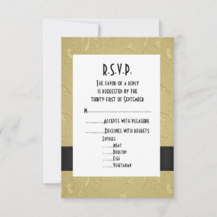 formelle Hochzeit in Schwarz und Gold R.S.V.P RSVP Karte