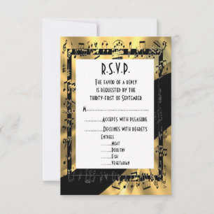 formelle Hochzeit in Schwarz und Gold R.S.V.P RSVP Karte
