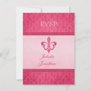 Formelle Hochzeits-RSVP Pink Fleur De Lis Einladung