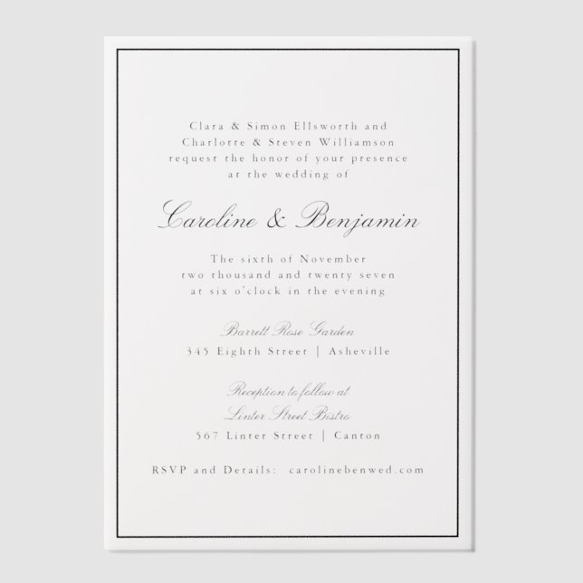 Formelle klassische Border Script-Elegante Hochzei (Vorderseite)