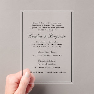Formelle klassische Border Script-Elegante Hochzei Acryleinladungen