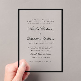 Formelle klassische Schwarz-Weiß-Border-Hochzeit Acryleinladungen