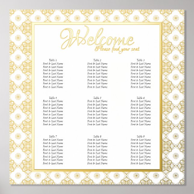 Formelle, komplizierte Sitzordnung - Hochzeit Foliendrucke (Vorderseite)