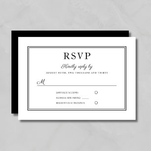 Formelle RSVP-Karte für Schwarz-Weiß-Hochzeiten RSVP Karte