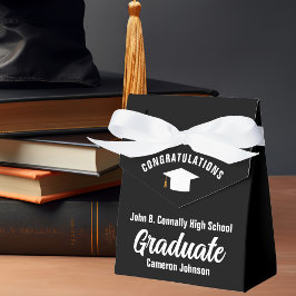 Formelle Schwarz-weiße Personalisierte Graduierung Geschenkschachtel