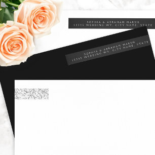 Formelle Scrolling-Blätter Schwarz-Weiß-Hochzeit