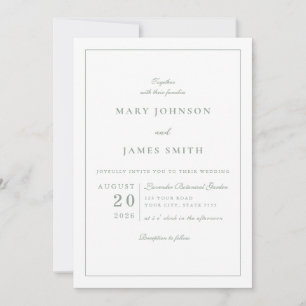 Formeller Crest Sage Grün Monogramm-Hochzeit Einladung