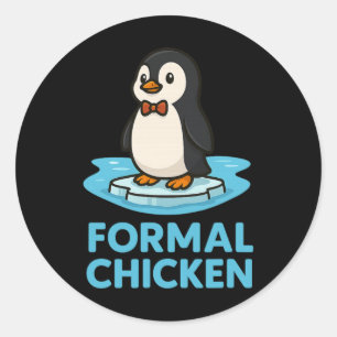 Formeller Hühner Lustiger Pinguin Auf Eis Tierwitz Runder Aufkleber
