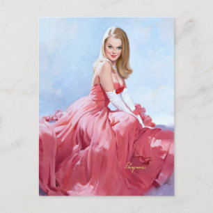Formeller roter Kleider-Pin-Up Postkarte
