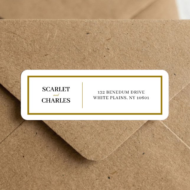 Formeller schwarzer Gold-Monogramm-Hochzeit-Rückse (Formal black and gold monogram return address label adds a polished, elegant mailing finish.)