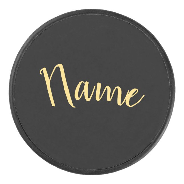 Formeller Text mit schwarzem Hintergrund Eishockey Puck (Vorderseite)