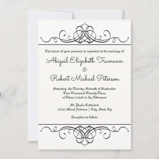 Formeller Vintager Blüh - Einladung zur 12x18 Hoch (Vorderseite)