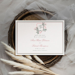 Formeller Wildrosen-Kamm Preppy-Rosa Hochzeit Save The Date