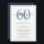 Formelles, 60. Geburtstag Navy Blue Classic Script Einladung<br><div class="desc">Feiern Sie die großen 6-0 im Stil! Nehmen Sie Ihre Geburtstagsfeier mit dieser offiziellen 60. Geburtstagsnacht mit klassischer Schrift auf die nächste Stufe. Mit einem klassischen Navy Blue Textkasten auf weißem Hintergrund können personalisierte Details in einer modernen, handgeschriebenen Kalligraphie enthalten werden. Fügen Sie auf der Rückseite der Karte ein zusätzliches...</div>