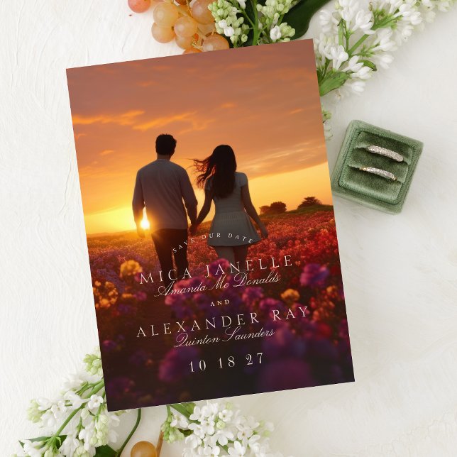 Formelles klassisches rosa Foto Save the Date Magneteinladung (Von Creator hochgeladen)