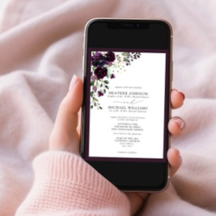 Formelles Pflaumen-Lila Blumenwasser-Farbskript Einladung