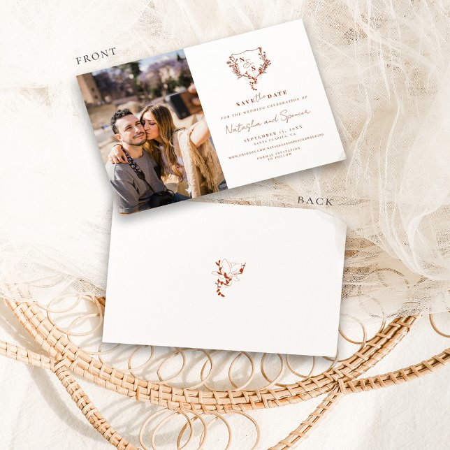 Formelles rustikales Wappen Monogramm Save the Dat Date (Von Creator hochgeladen)