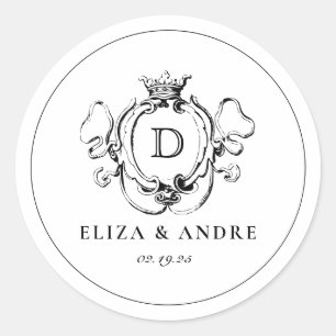 Formelles Wappen Schwarz/Weiß Runder Aufkleber