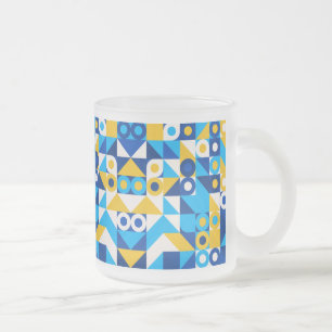 Formen in blau-gelben, trendigen, nahtlosen Muster Mattglastasse