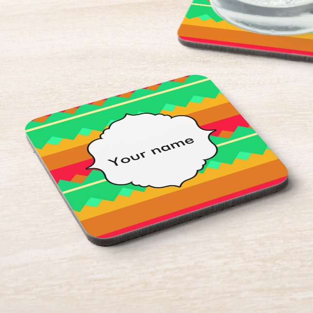 Formen in Retrofarben Getränkeuntersetzer (Linke Seite)