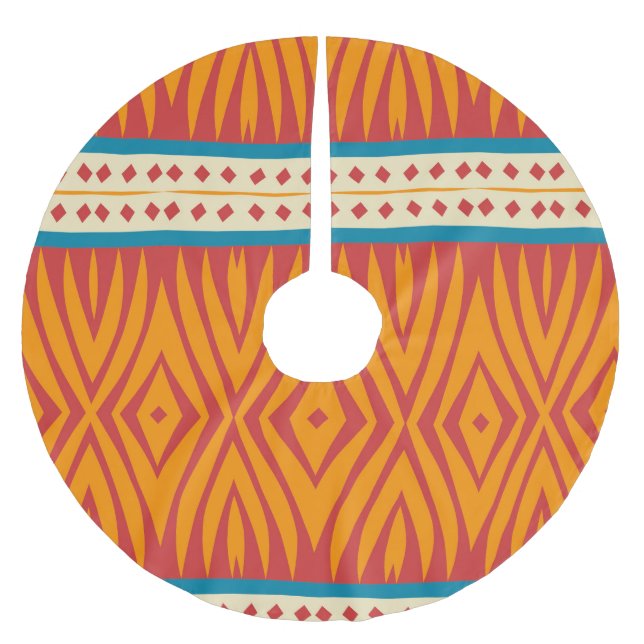 Formen in Retrofarben Polyester Weihnachtsbaumdecke (Vorderseite)