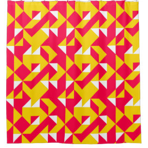 Formen mit roter und gelber Geometrie Duschvorhang