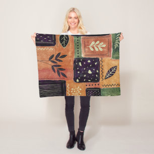 Formen und Blätter abstrakter geometrischer Kreise Fleecedecke