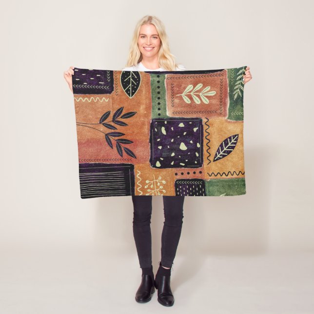 Formen und Blätter abstrakter geometrischer Kreise Fleecedecke (Beispiel)