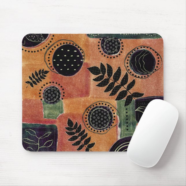 Formen und Blätter abstrakter geometrischer Kreise Mousepad (Mit Mouse)