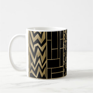 Formen und Blume verbinden sich in Schwarz und Gol Kaffeetasse