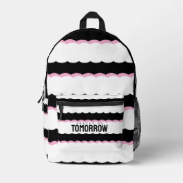 „Formen von Morgen“ Schwarz, Weiß & Rosa Wellenför Bedruckter Rucksack