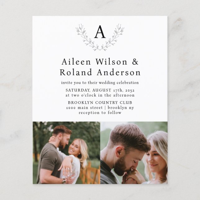 Förmliche Classic Monogramm 3 Foto Hochzeit (Vorderseite)