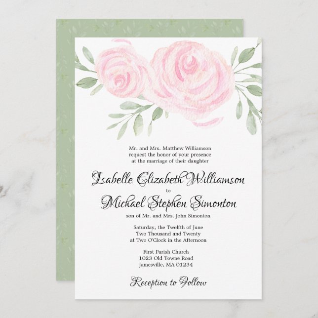 Förmliche Einladungen zu Hochzeiten in Rosa (Vorne/Hinten)