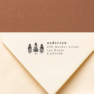 Förmliche Familienname und Pinienbäume Rücksendead Permastempel