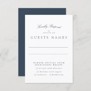 Förmliche Hochzeit der klassischen Navy mit blauer RSVP Karte