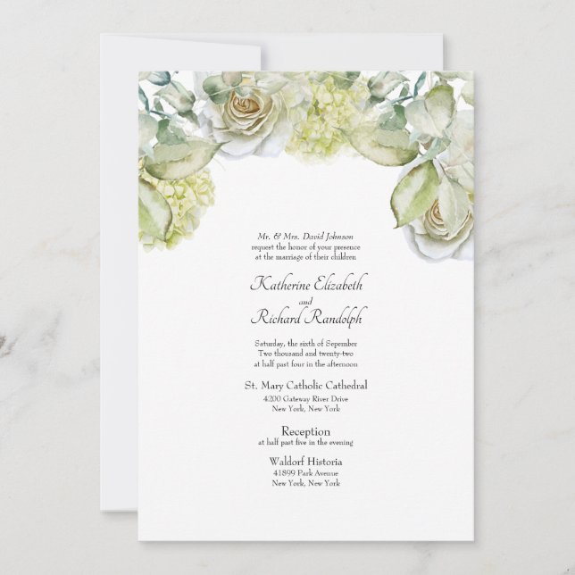 Förmliche Hochzeit Einladung Weiße Blüte (Vorderseite)