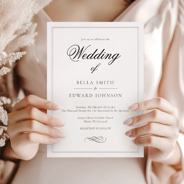 Förmliche Klassische Schwarz-weiße Kalligrafie-Hoc Einladung (Von Creator hochgeladen)