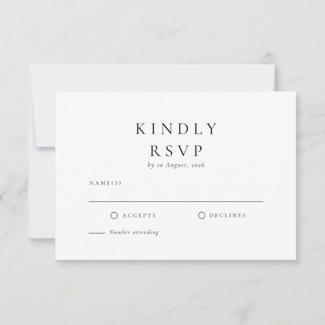 Förmliche Minimalhochzeit RSVP Karte (Vorderseite)