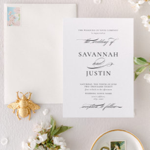 Förmliche Schwarz-Weiß-Kalligrafie-Hochzeit Einladung