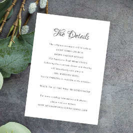 Förmliche Vintage kalligraphische Hochzeitsdetails Begleitkarte
