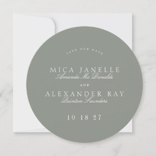 Förmliches Classic Sage Green Calligraphy Round Fo Save The Date