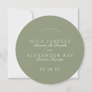 Förmliches Classic Sage Green Calligraphy Round Fo Save The Date